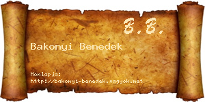 Bakonyi Benedek névjegykártya